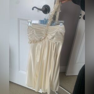 One-Shoulder Cream Satin Dress
